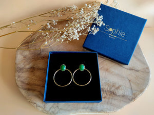 coffret cadeau boucles d'oreilles devant derriere vert sophie bijoux