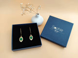 boucles oreilles créoles allongées agate verte coffret écrin sophie bijoux