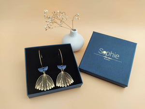 boucles oreilles demi-lune cloche bleu marine coffret écrin sophie bijoux