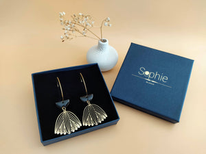 boucles oreilles demi-lune cloche noir coffret écrin sophie bijoux