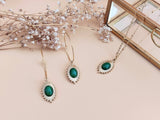 boucles d'oreilles collier pendentif allongé agate verte sophie bijoux