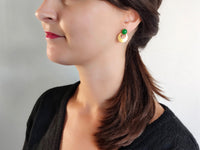 boucles d'oreilles devant derrière 3 en 1 agate verte