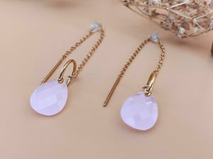 boucles-oreilles-pendantes-chaine-rose-pale-goutte-facette-sophie-bijoux