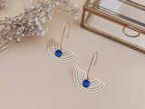 boucles oreilles demi-lune pendantes doré bleu marine sophie bijoux