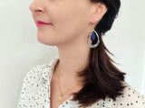 boucles d'oreilles pendantes forme goutte bleu marine sophie bijoux