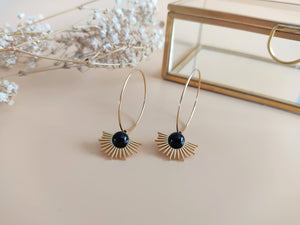 boucles d'oreilles soleil et onyx