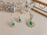 boucles d'oreilles créole soleil et collier pendentif agate vert