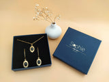 coffret cadeau boucles oreilles collier pendentif allongé agate noire sophie bijoux