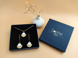 coffret cadeau boucles oreilles collier nacre blanche sophie bijoux