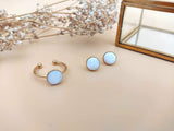 parure bague  boucles d'oreilles nacre blanche sophie bijoux