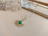 collier pendentif soleil agate vert