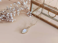 Collier pendentif allongé quartz rose sophie bijoux