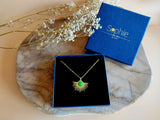 coffret collier pendentif soleil vert