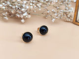 boucles d'oreilles puces dorées agate noire